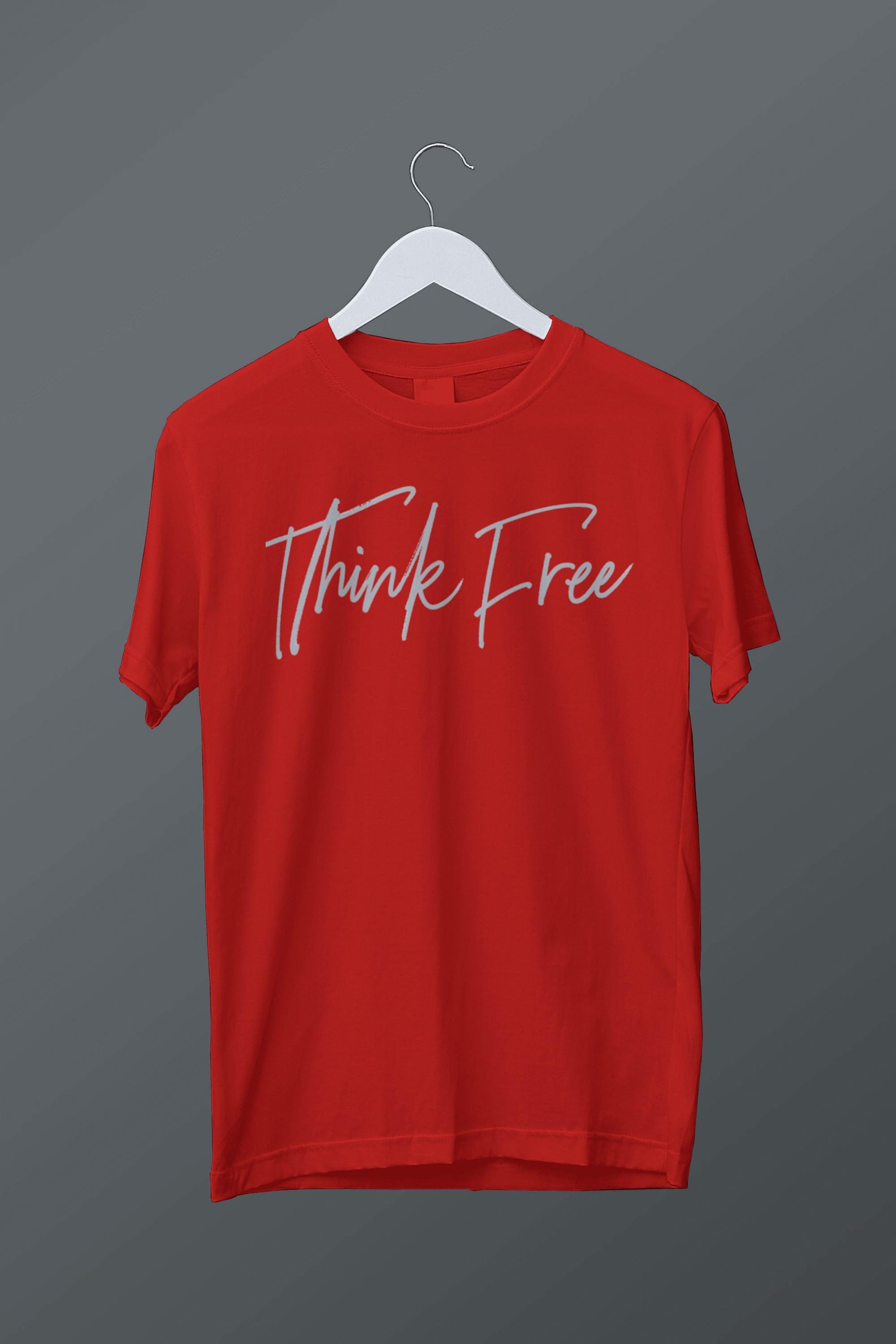 Think free hand written tee.