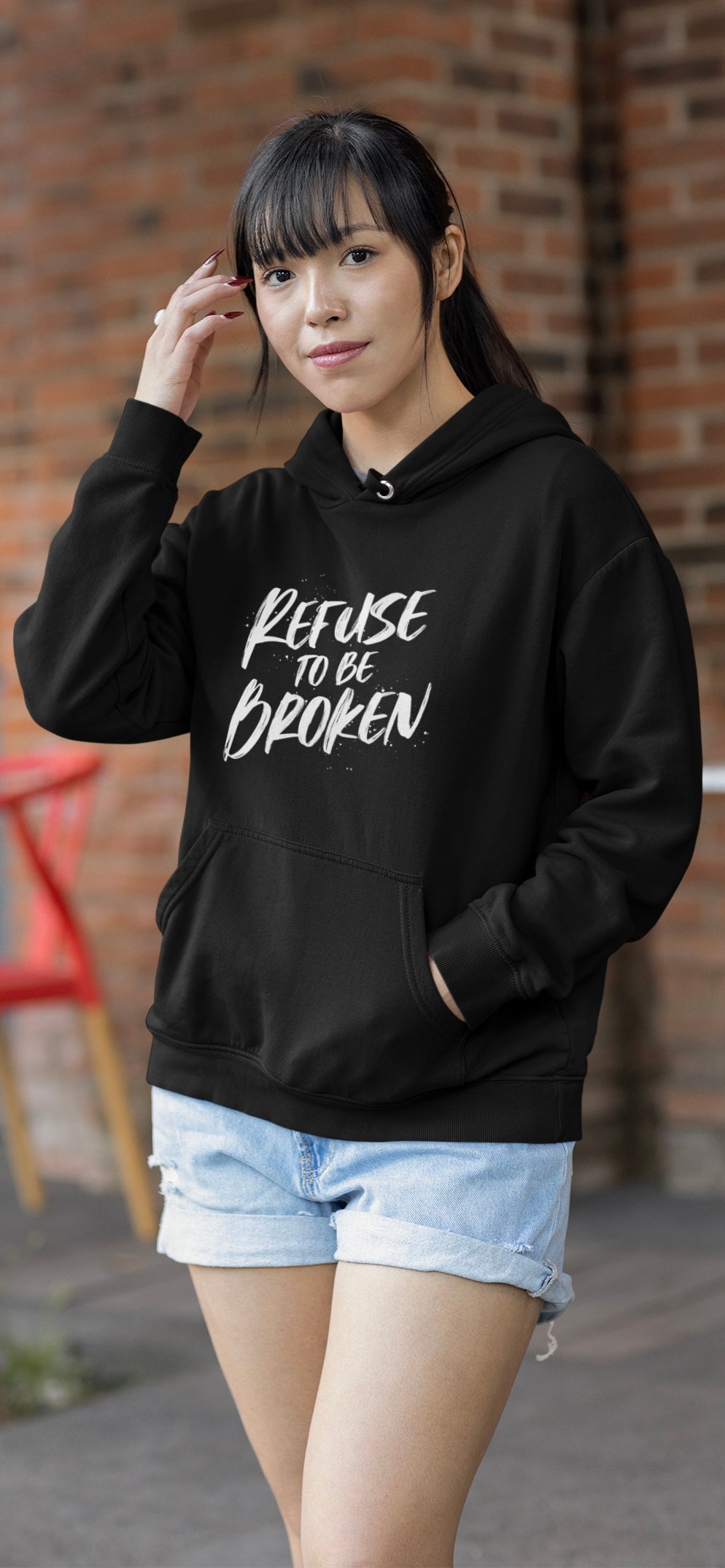 Black refuse to be broken hoodie