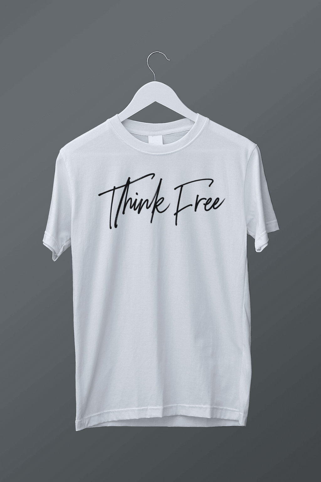 Think free hand written tee.