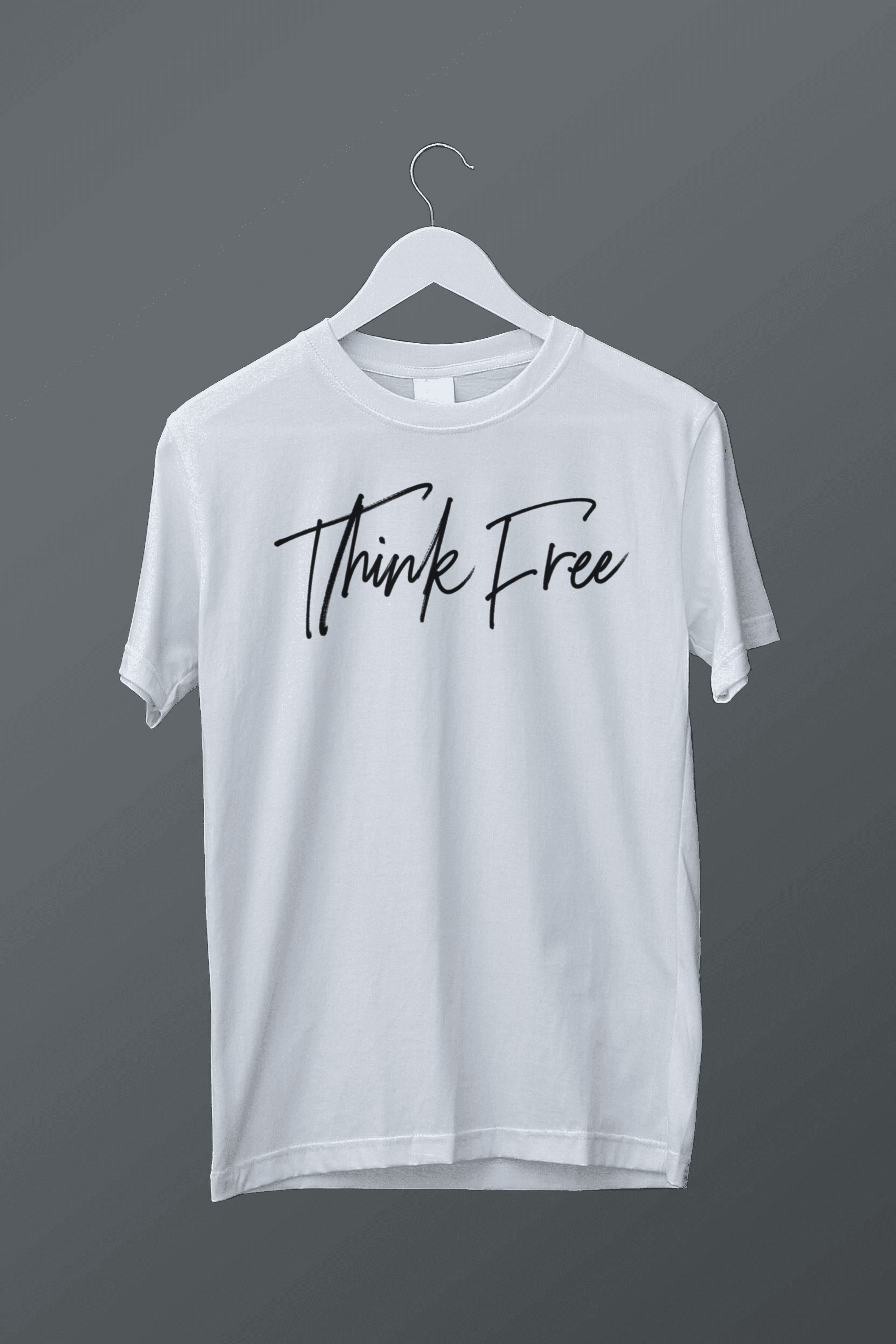 Think free hand written tee.