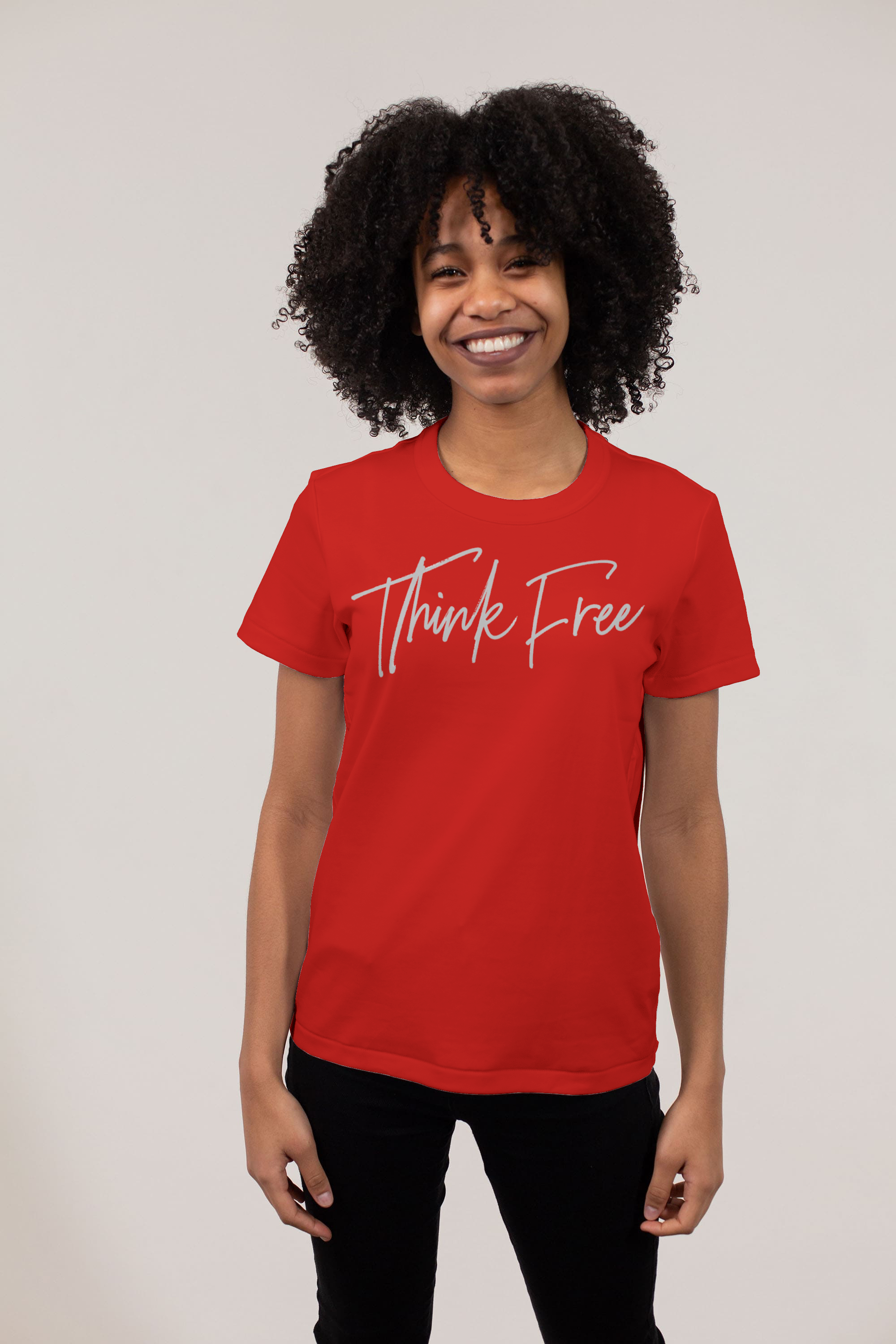 Think free hand written tee.