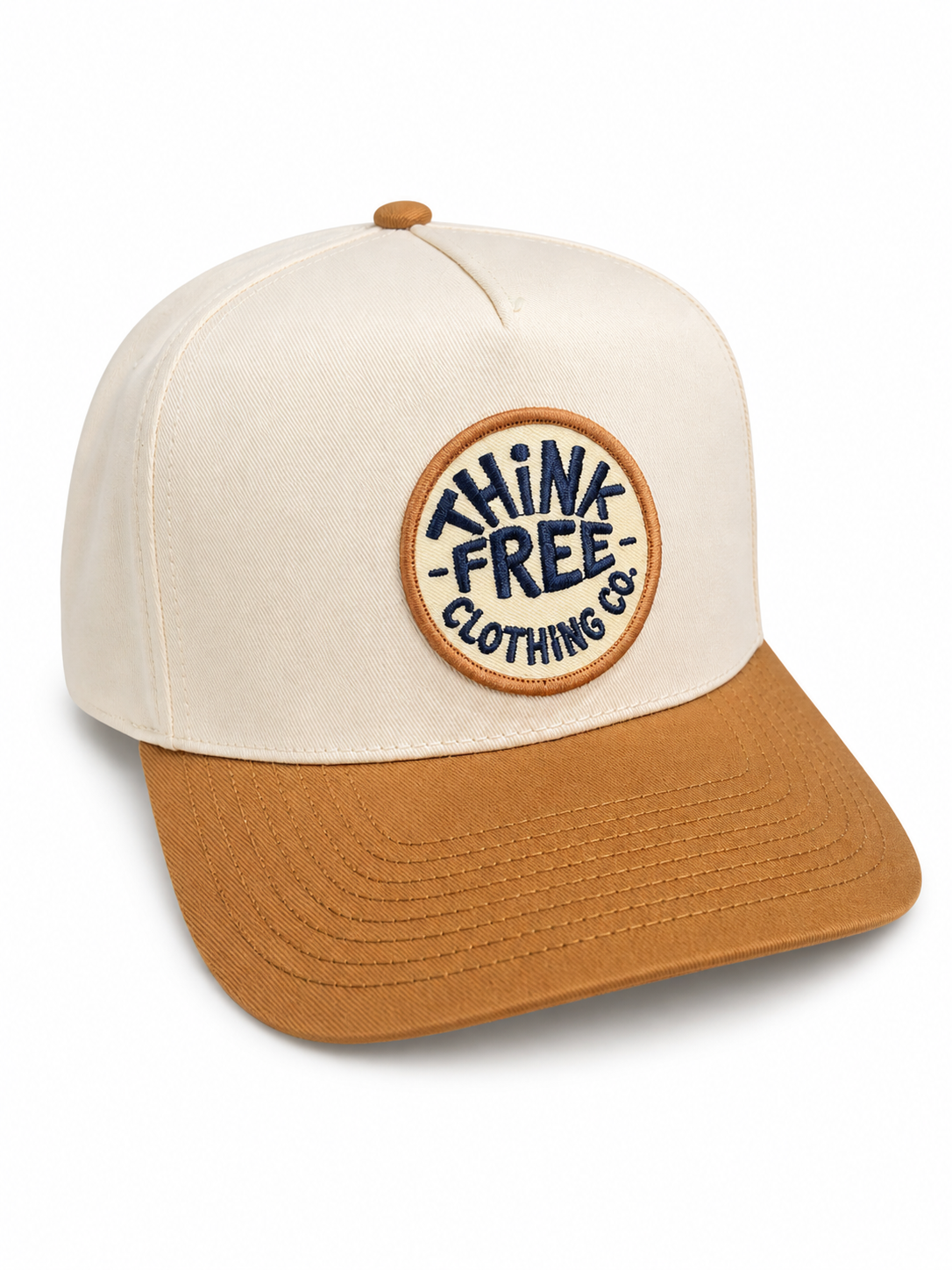 Think Free cap in walnut and cream