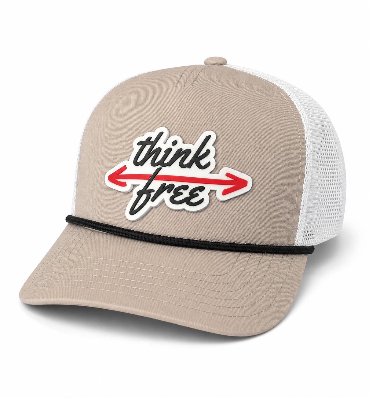 Cream and white think free trucker