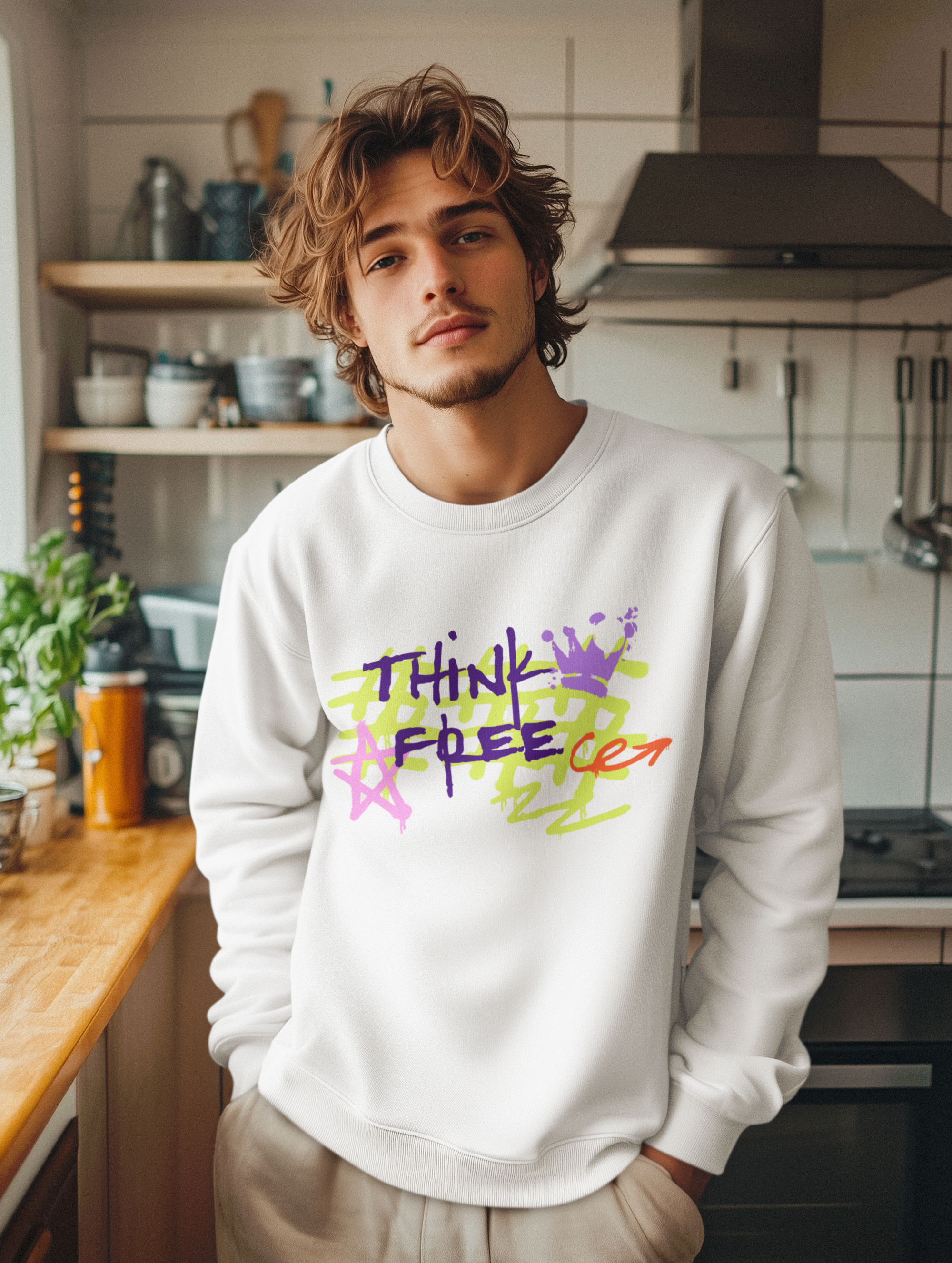 Think free graffiti sweat shirt