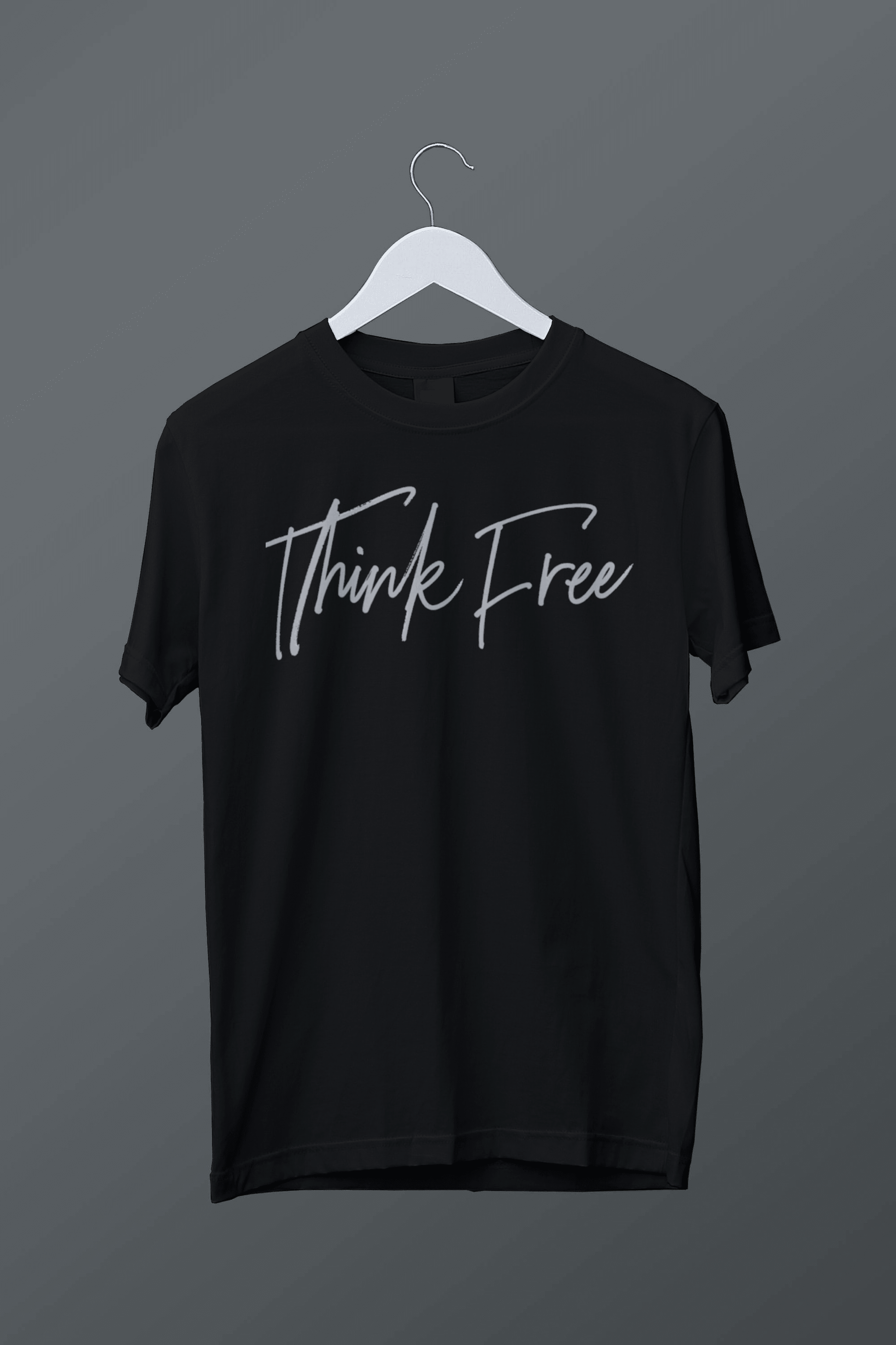 Think free hand written tee.