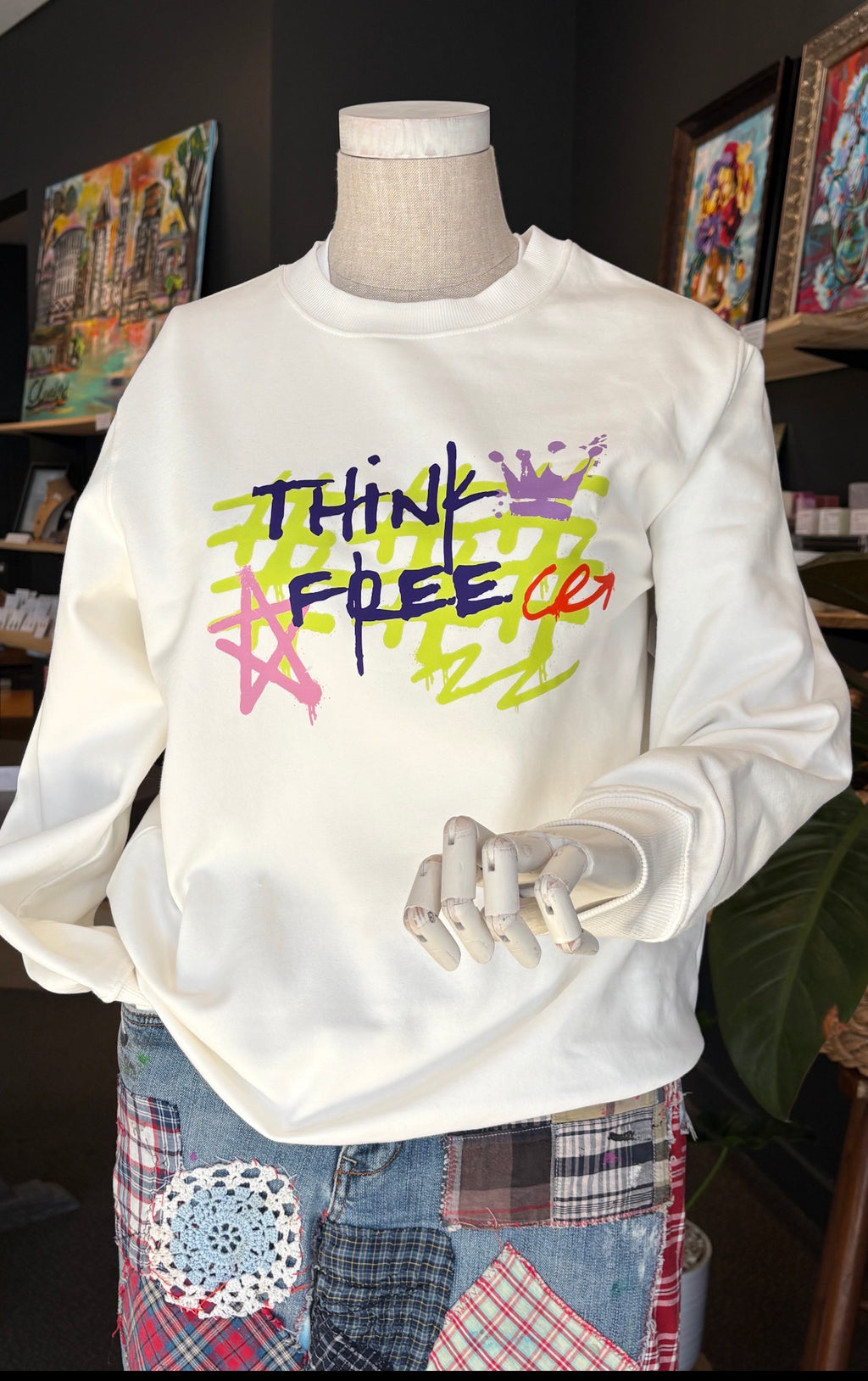 Think free graffiti sweat shirt